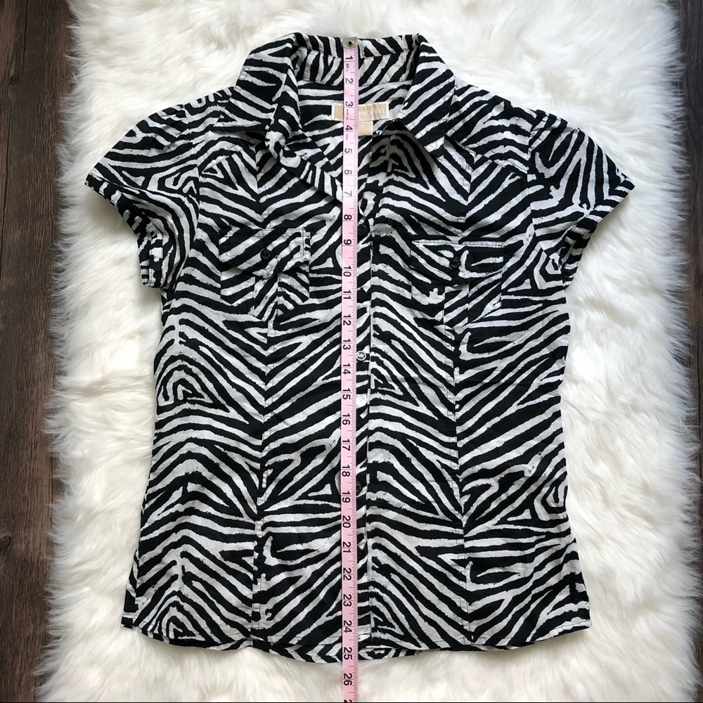 Michael Kors Zebra Print Button Down Career Shirt - Picture 10 of 10